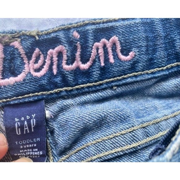 Gap Baby Girls Wide-Leg Raw Hem Distressed Whiskered Denim Jeans Toddler -Sz 3 - Picture 5 of 5